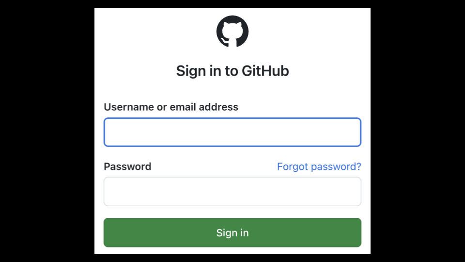 login screen with username and password fields